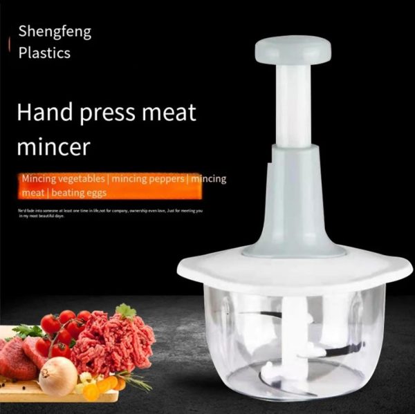 Manual Hand Push Chopper | Multi-Functional 2 Litre Vegetable & Meat Grinder, Grater, and Chopper (Random Color)