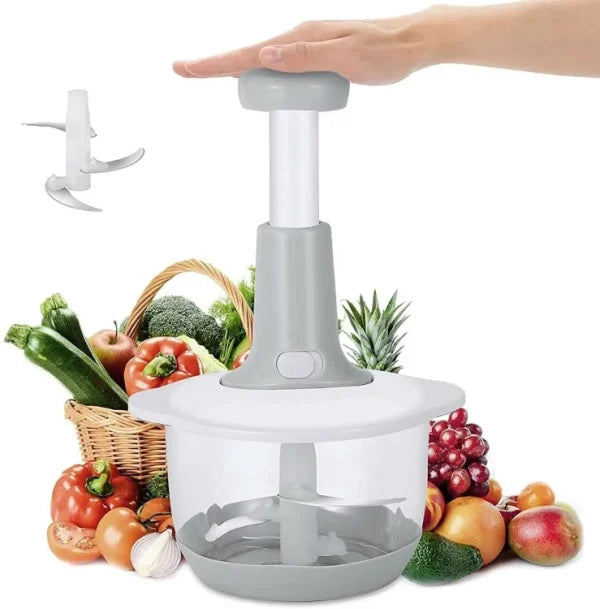 Manual Hand Push Chopper | Multi-Functional 2 Litre Vegetable & Meat Grinder, Grater, and Chopper (Random Color)